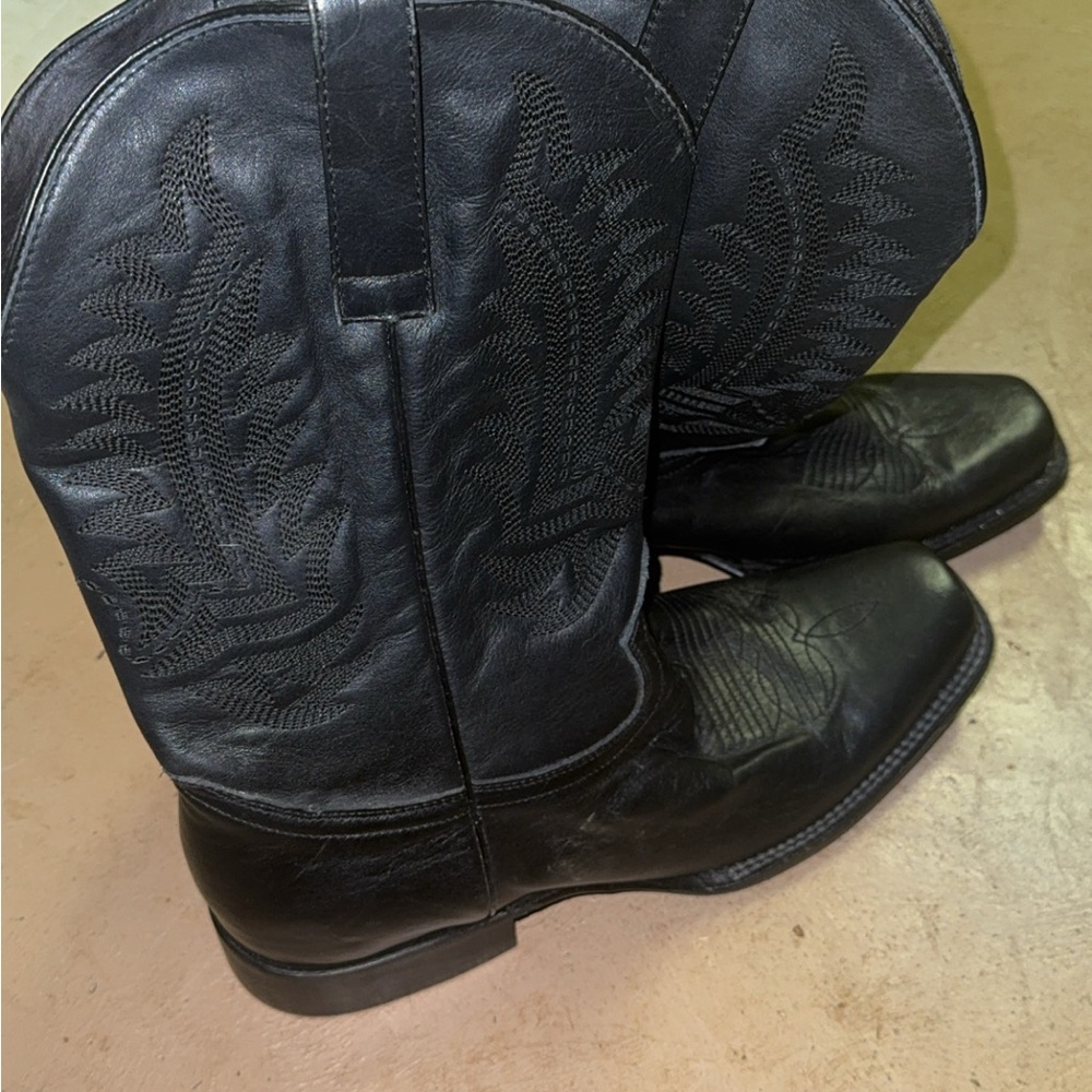 JB Dillon Genuine Leather Black Cowboy Boots